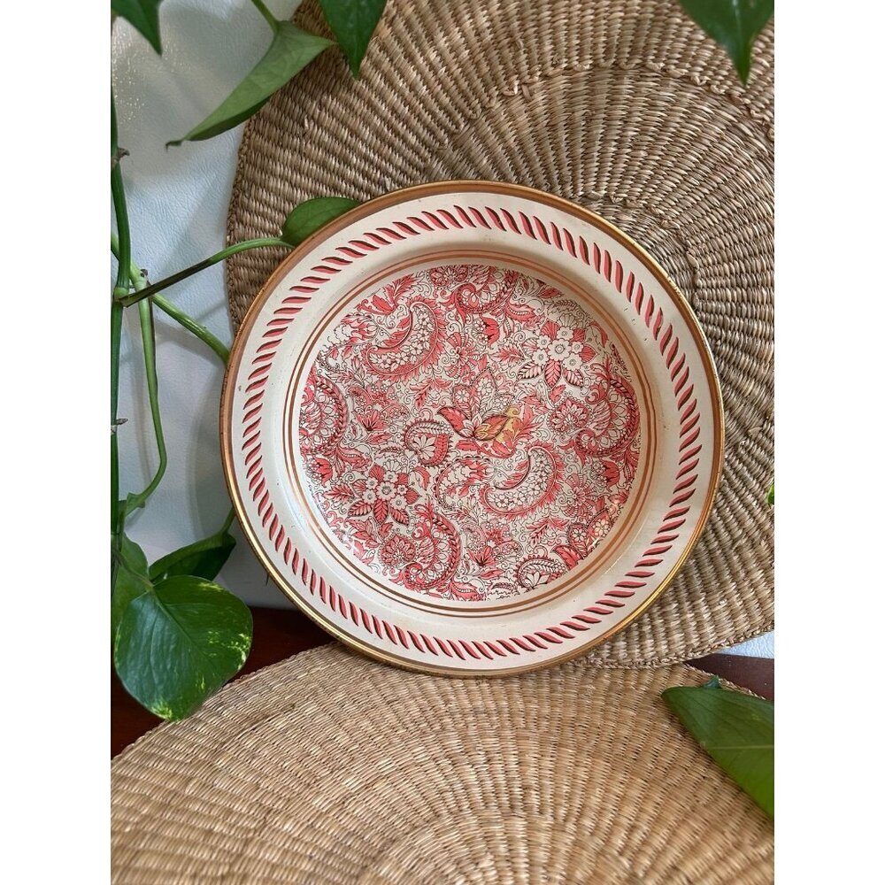 Nevco Decorative Plate – Red Paisley Floral, Made in South Africa